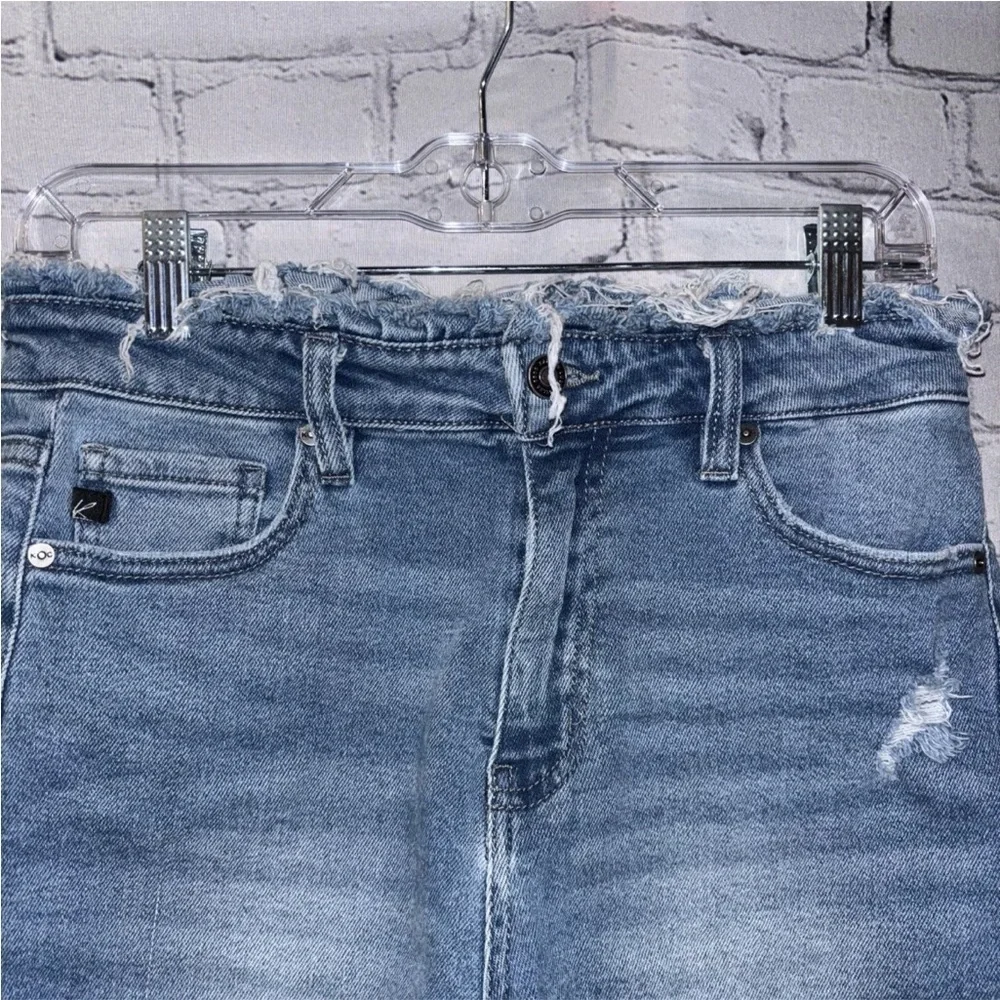 KanCan High Rise Frayed Waistband And Hem Shorts Size 9/28 Denim Blue Classic
